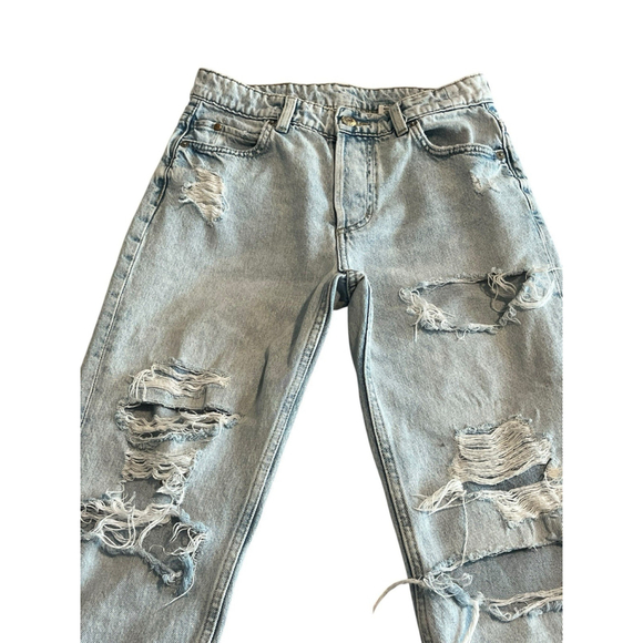 & Denim Jeans Womens Size 2 Light Wash Boyfriend Slim Straight - Picture 2 of 9